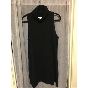 Cotton black turtle neck sleeveless dress